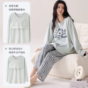 MiiOW 100% Cotton Women's Pajama Set - Front View
