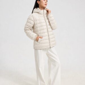 Xueyuya 2026 Women's Slim Quilted Down Jacket - 90% White Duck Down, Short with Detachable Hood, Couples A/W