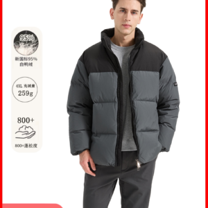 Xueyuya 2025 Couples' Down Jacket - 95% White Duck Down, Color-Block Stand Collar, Windproof Thick Short Loose